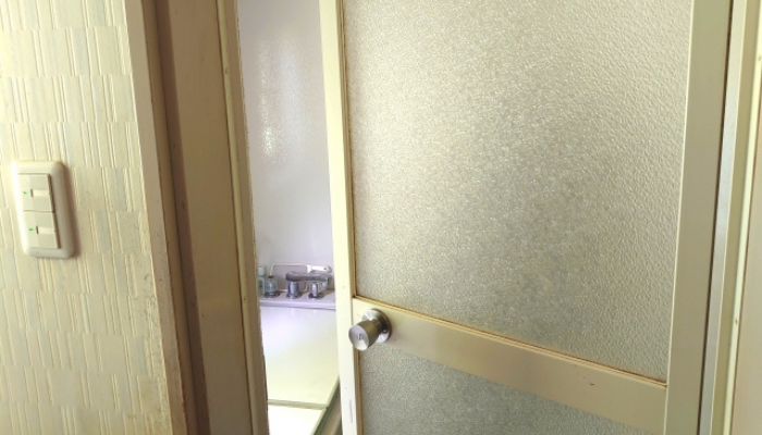 すこし古さを感じるお風呂のドア