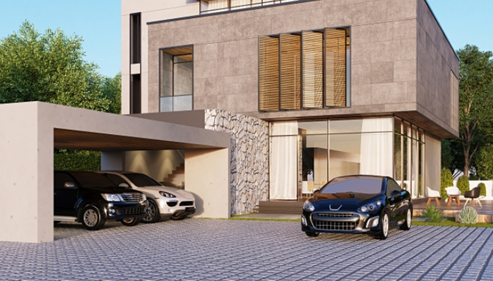 駐車場の広い住宅