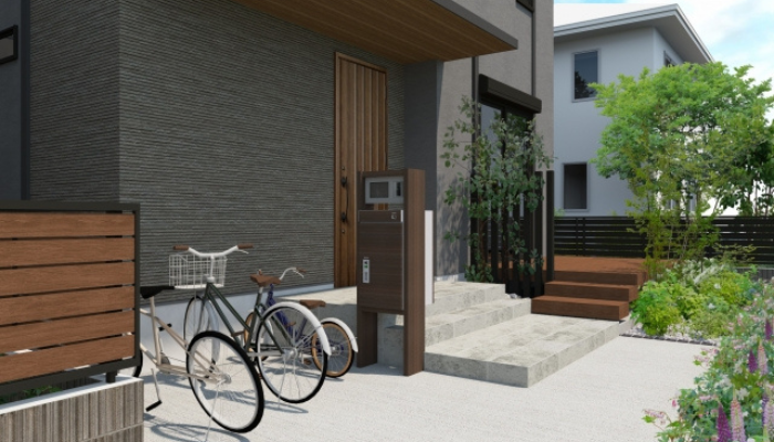 整えられた玄関アプローチ